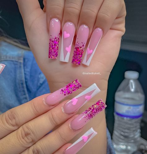 Vday Nails, Purple Acrylic Nails, Fake Nails Designs, Tapered Square Nails, Long Acrylic Nail Designs, Nail Designs Valentines, Cute Acrylic Nail Designs, Long Acrylic Nails Coffin, Long Acrylic