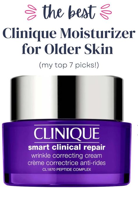 In this post, we’re taking a deep dive into Clinique’s moisturizer line, finding the very best Clinique moisturizer for older skin in particular. See my top picks, and determine the best Clinique moisturizer for you. Clinique Skincare, Clinique Smart, Clinique Moisture Surge, Clinique Moisturizer, Uneven Skin Texture, Top Skin Care Products, Best Skincare Products, Anti Aging Moisturizer, Best Moisturizer