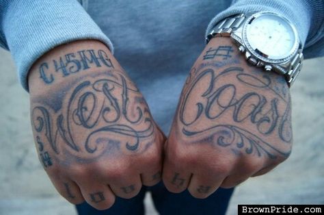 Ain't nothen but the west coast West Coast Tattoo, Coast Tattoo, Baddie Tattoos, Hand And Finger Tattoos, The Heavens, Finger Tattoos, All Tattoos, Tattoos And Piercings, Polynesian Tattoo