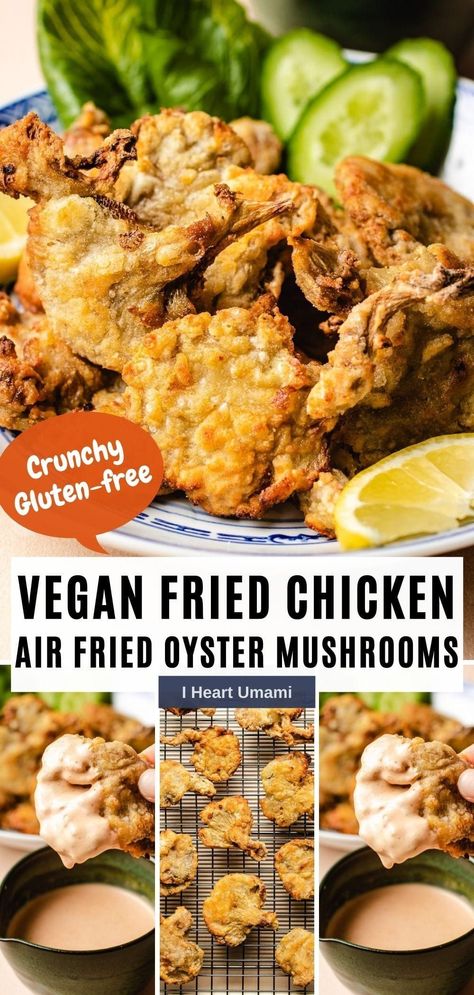 Oven Fried Oyster Mushrooms, Vegan Recipes With Oyster Mushrooms, Vegan King Oyster Mushroom Fried Chicken, Keto Oyster Mushroom Recipes, Mini Oyster Mushroom Recipe, Air Fried Oyster Mushrooms, Vegan Oyster Mushroom Fried Chicken, Mushroom Fried Chicken, Air Fryer King Oyster Mushrooms