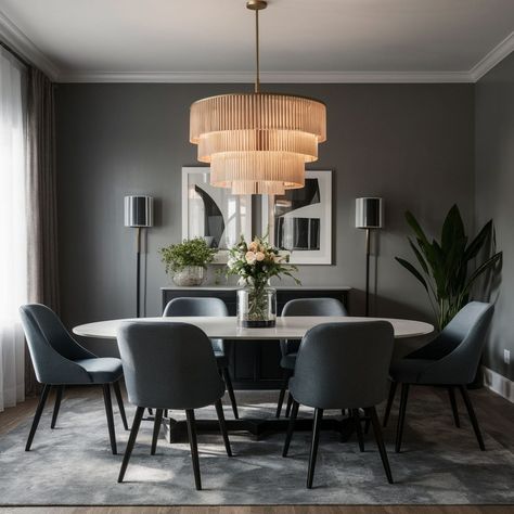 17 Marvelous Gray Dining Room Ideas - Rhythm of the Home Dinning Room Gray Chairs, Grey Dinner Room, Dining Room Grey Table, Grey Wall Dining Room Ideas, Gray Dining Table Decor Ideas, Black And Grey Dining Room, Grey Dining Room Decor, Grey Dinning Room, Gray Dining Room Ideas