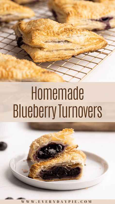 Blueberry Turnovers, Classic Puff Pastry, Blueberry Danish, Mini Blueberry Pies, Blueberry Filling, Rough Puff Pastry, Turnover Recipes, Puff Pastry Desserts, Savory Scones