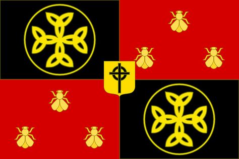 Modern style Banner of the Frankish Empire with carolingian cross by Yire Shalom 3000. Frankish Empire, Fantasy Flag, Empire Flag, Historical Flags, French Flag, Medieval Times, My Heritage, Coat Of Arms, Genealogy