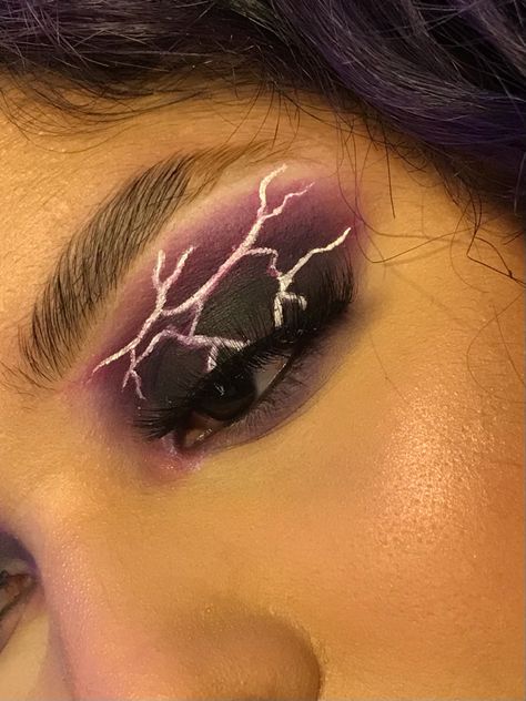 Even though I’m scared of them it was so fun creating this #makeup #thunder #makeuplover #makeupideas #makeupartist #maquillaje Lightning Eye Makeup, Thunder Makeup, Lightning Bolt Makeup, Lightning Makeup, I M Scared, Midsummer Nights Dream, Editorial Makeup, 2024 Fashion, Makeup Inspo