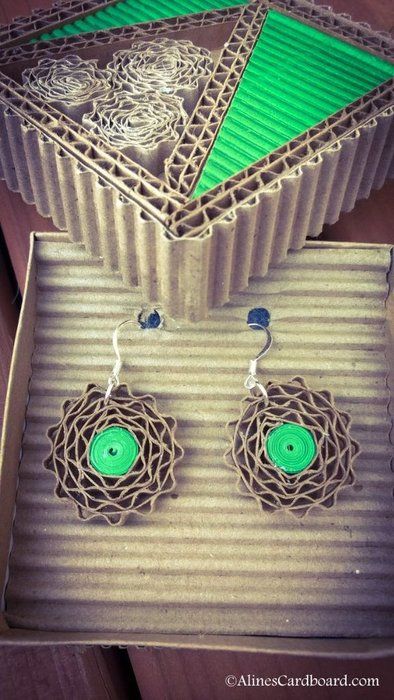 Cardboard Earrings: 6 Steps (with Pictures) Cardboard Earrings, Creative Rangoli, Cardboard Jewelry, Easy Diy Hacks, Chalkboard Drawings, Cardboard Box Crafts, Mandala Earrings, Wire Wrapped Jewelry Tutorials, Diy Fashion Accessories