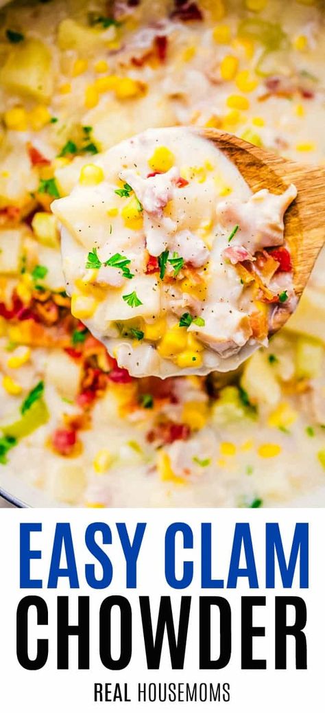 Clam Corn Chowder Recipe, Clam Chowder With Corn, Corn Clam Chowder Recipe, Corn And Clam Chowder, Clam And Corn Chowder Recipe, Clam Chowder Easy, Clam Chowder Soup, Corn Chowder Soup, Souper Bowl