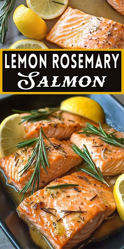 💚 Healthy and flavorful Lemon Rosemary Salmon! Quick and delicious, this baked salmon is perfect for any night of the week. Packed with zesty lemon and fresh herbs! 🌿 #QuickDinners #HealthyMeals #SalmonLovers #LemonRosemary #BakedSalmon #CleanEating Gluten Free Salmon Recipes, Lemon Salmon Recipes, Lemon Rosemary Salmon, Japchae Recipe, Low Carb Salmon Recipes, Rosemary Salmon, Baked Salmon Lemon, Gluten Free Salmon, Herb Salmon