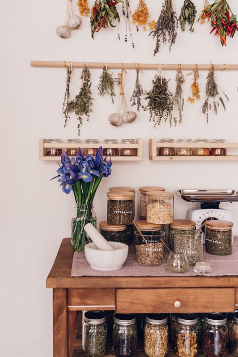 Apothecary Room, Apothecary Aesthetic, Apothecary Decor, Home Apothecary, Herbal Apothecary, Spices And Herbs, Kitchen Witch, Healing Herbs, Green Witch