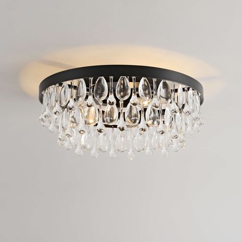 Closet Chandelier, Bathroom Light Fixtures Ceiling, Bathroom Chandelier, Drop Ceiling Lighting, Crystal Light Fixture, Round Ceiling Light, Black Ceiling Lighting, Flush Mount Chandelier, Closet Lighting