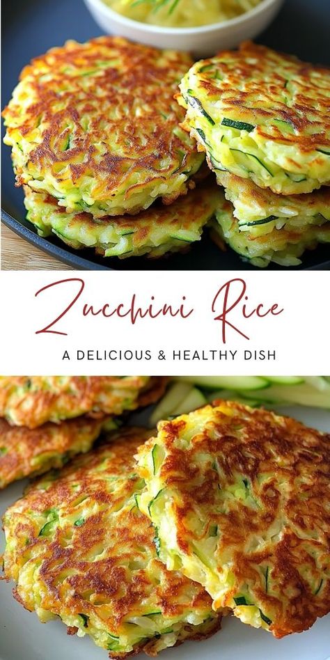 Zucchini and Rice Fritters Recipe Ingredients: Zucchini: 1, grated Green Onions: 3-4, chopped Eggs: 2 Black Pepper: To taste Salt: To taste Flour: 2 tablespoons Rice: 1 cup Water: 2 cups Olive Oil: For frying #Zucchini #Rice Frying Zucchini, Zucchini And Rice, Zucchini Patties Recipes, Rice Fritters, Fresh Vegetable Recipes, Zucchini Rice, Zucchini Patties, Fritters Recipe, Meat Free Recipes