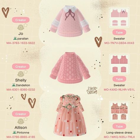 Classic pink vibes for Valentine’s Day coming up soon💕 •• *none of the designs are mine* If a design is yours let me know and I will tag… Cute Custom Designs Animal Crossing Clothes, Acnh Custom Clothing Designs, Acnh Pajamas Code, Clothes Design Acnh, Cute Outfits Animal Crossing, Animal Crossing Cute Clothes Codes, Outfit Ideas Animal Crossing, Animal Crossing Codes Clothes Aesthetic, Custom Design Clothes Acnh