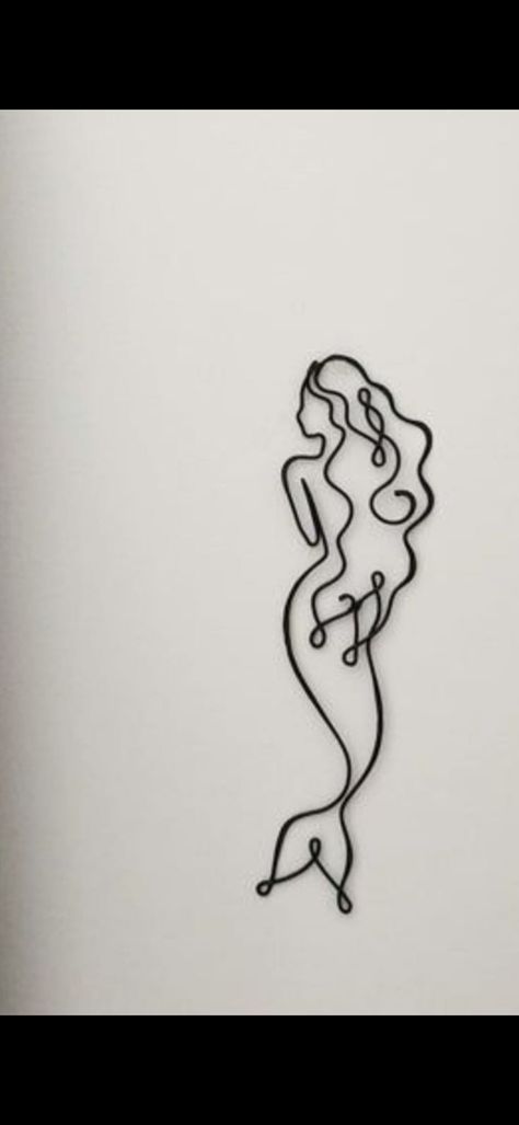 Simple Line Mermaid Tattoo, Mermaid Line Drawing Simple, Mermaid Symbol Tattoo, Outline Mermaid Tattoo, Simple Siren Tattoo, Single Line Mermaid Tattoo, Ocean Line Art Tattoo, One Line Mermaid Tattoo, Siren Tattoo Minimalist