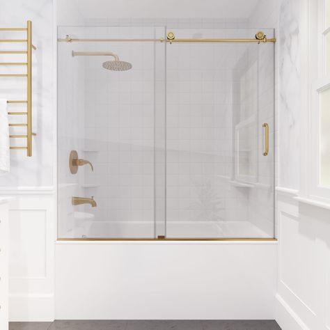 ANZZI continues its tradition of innovative home design with the Raymore Series tub glass door. Tub Glass Door, Small Bathroom Door, Tub With Glass Door, Frameless Bathtub Doors, Bathtub Shower Combo, Stainless Steel Door Handles, Dream Shower, Bathtub Doors, Tub Doors