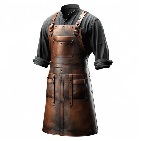 Blacksmith Clothing, Blacksmith Outfit, Blacksmith Clothes, Leather Workshop Ideas, Blacksmith Apron, Crafting Apron, Leather Products Ideas, Modern Apron, Leathercraft Projects