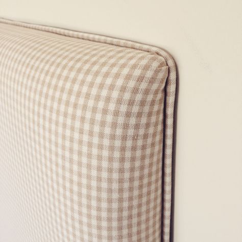 Gingham Headboard, Houndstooth Headboard, Beige Gingham Bedding, Tan Gingham Bedding, Gingham Cushion Covers, Bespoke Headboards, Fabric Bed, Bed Head, Gingham Check