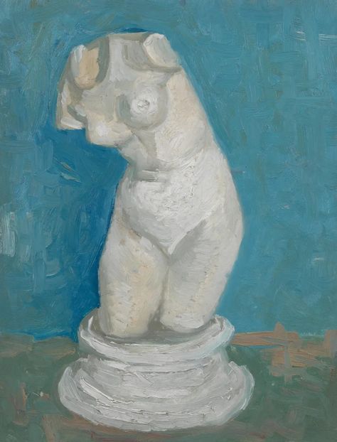 Vincent van Gogh (1853 - 1890), Paris, June 1886 oil on cardboard, 35.3 cm x 27.2 cm Credits (obliged to state): Van Gogh Museum, Amsterdam (Vincent van Gogh Foundation) This painting is one of a series of studies of plaster models. Van Gogh owned around eleven such models of sculptures from classical antiquity or the Renaissance. Among them was this standing torso of Venus, which he painted a number of times. Vincent Van Gogh Paintings, Van Gogh Museum, Van Gogh Paintings, Impressionism Art, Post Impressionism, Oil Painting Reproductions, Art Masters, Painting Reproductions, Old Master