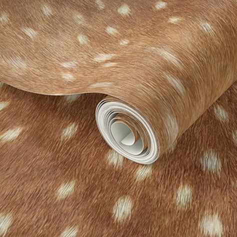 Soft Deer Hide // Spring Fawn Wallpaper | Spoonflower Fawn Wallpaper, Deer Wallpaper, Rustic Wallpaper, Colorado House, Deer Hide, Hunting Cabin, Office Wallpaper, Deer Print, Peel Stick Wallpaper