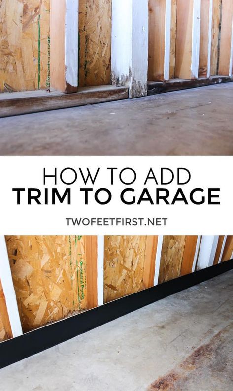 Waterproof Garage Walls, Garage Trim Interior, Garage Baseboard Ideas, Garage Baseboard, Finishing Garage Walls, Garage Interior Walls, Garage Facelift, Garage Trim, Garage Drywall