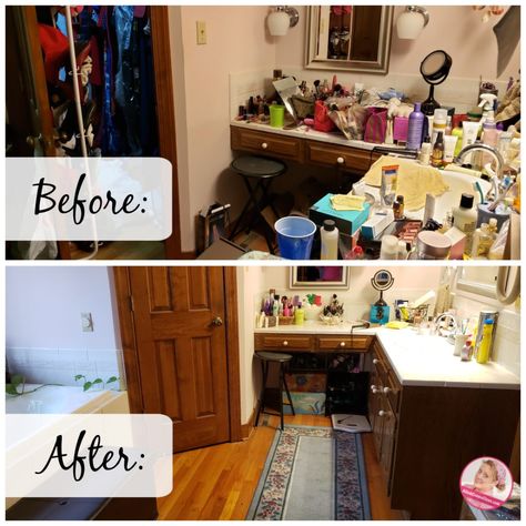 Less and Better - Before and After Decluttering Photos - Dana K. White: A Slob Comes Clean Decluttering Photos, The Minimal Mom, Minimal Mom, Slob Comes Clean, Dana K White, A Slob Comes Clean, Organizing Stuff, Declutter Home, Bathroom Counter