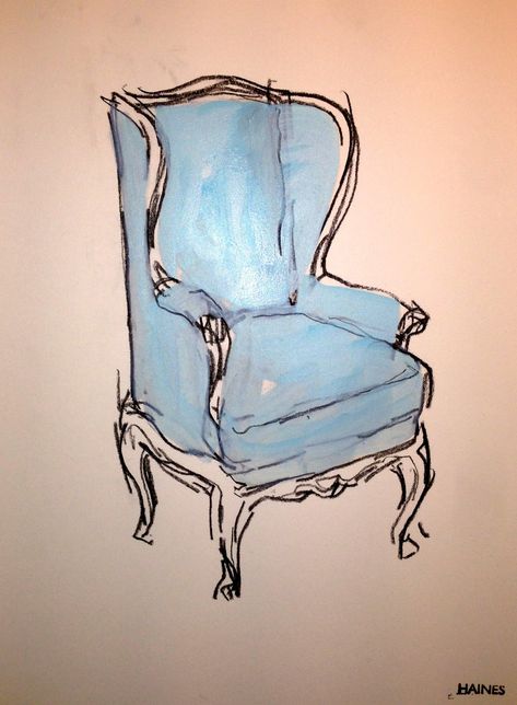 Drawing Furniture, Chair Drawing, Furniture Sketch, Chair Pictures, Interior Sketch, Pink Chair, Art Chair, Blue Chair, Green Chair