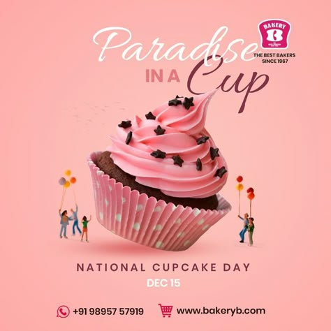 National Cupcake Day, Cake Poster, Cupcake Day, Cake Story, Cake Branding, Pastry Design, Website Banner Design, Cupcake Decorating Tips, Media Branding Design