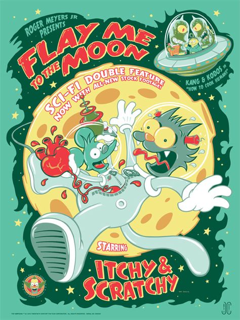 Part of weekly vector inspiration #87. Flay Me to the Moon by James Carroll Humorous Illustration, Simpsons Art, Karakter Disney, Dark Ink, In The Moon, Cartoon Posters, Futurama, Retro Wallpaper, Art Collage Wall