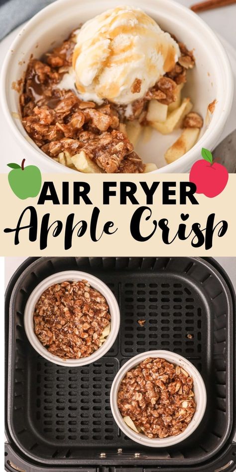 Apple Dessert In Air Fryer, Apple Crisp Recipe With Oats Air Fryer, Healthy Apple Desserts Air Fryer, Air Fryer Apple Crisp Recipe Easy, Healthy Air Fryer Apple Crisp, Apple Crisp In Air Fryer, Airfryer Apple Crumble, Air Fryer Oatmeal Recipes, Air Fried Oatmeal