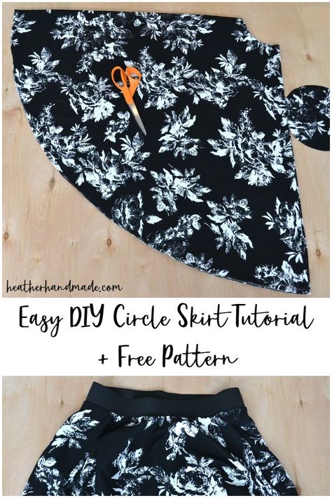 Easy Circle Skirt, Diy Skirt Pattern, Skirt Sewing Pattern Free, Diy Circle Skirt, Circle Skirt Tutorial, Circle Skirt Pattern, Skirt Pattern Free, Circle Skirts, Skirt Sewing