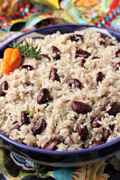 Jamaican Rice And Beans Recipe, Jamaican Rice And Beans, Caribbean Rice And Beans, Rice And Peas Jamaican, Jamaican Rice And Peas, Recipe For Rice, Jamaican Rice, Rice And Beans Recipe, Peanut Stew