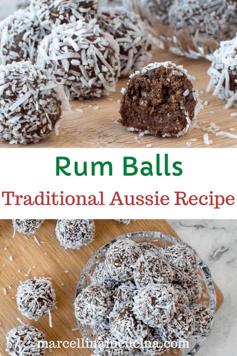 Rum Balls are a delicious, no bake treat that is quick to make and perfect for a crowd. This recipe is not only excellent for the holidays and gift giving but a year round, easy treat. #christmas #rumballs #traditionalchristmasrecipe #australianrecipe #easyrumballs Rumballs Recipe, Rum Balls Recipe, Traditional Holiday Recipes, Traditional Christmas Food, Boozy Chocolate, No Bake Recipe, Aussie Food, Rum Balls, Xmas Treats