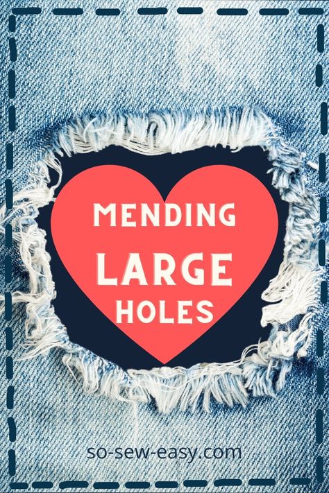 Mending Large Holes, Ideas To Repair Garments We Love - So Sew Easy Jean Mending, How To Patch Jeans, How To Make Patches, Blue Jean Quilts, Bag Free Pattern, Repair Jeans, Patched Denim Jeans, Denim Repair, Jean Quilt