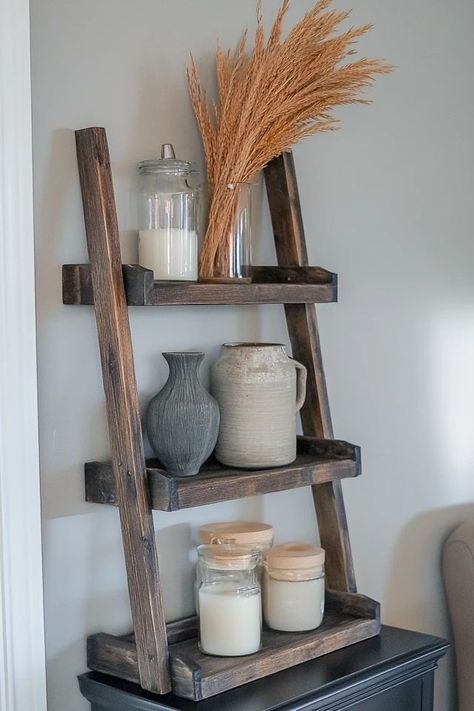 "Add charm and storage with a DIY Rustic Ladder Shelf! 🛠️🌾 This stylish and functional project is perfect for displaying your favorite decor items. Ideal for any room needing a rustic touch! 🏡✨ #RusticDecor #DIYStorage #LadderShelf" Rustic Ladder Shelf, Rustic Ladder, Ladder Shelf, Rustic Diy, Decor Items, Diy Storage, Rustic Home Decor, Rustic House, Rustic Decor