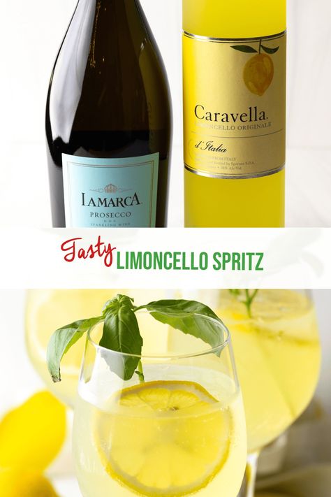 How to Make a Limoncello Spritz - This classic lemon spritzer cocktail recipe is deliciously refreshing, bright, and bubbly! It's easy to make with only 2 ingredients, and great to serve over ice on a warm day. | A Spicy Perspective Spritzer Cocktails, Pool Snacks, Limoncello Spritz, Christmas Main Dishes, Spritzer Recipes, Spritz Recipe, A Spicy Perspective, Fancy Cocktails, Pan Recipes