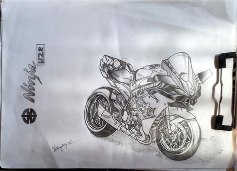 kawasaki ninja h2r sketch pencil Kawasaki Ninja Bike, Ninja Tattoo, Kawasaki Ninja H2r, Ninja H2r, Ninja Bike, Kawasaki H2, Bike Tattoos, Bike Sketch, Sketch Pencil