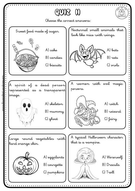 Halloween Worksheets For Kids, Hallowen Crafts, Halloween Reading Comprehension, Halloween Quiz, Teach English Online, Kindergarten Phonics Worksheets, Halloween Reading, Halloween Decorations For Kids, Halloween Worksheets