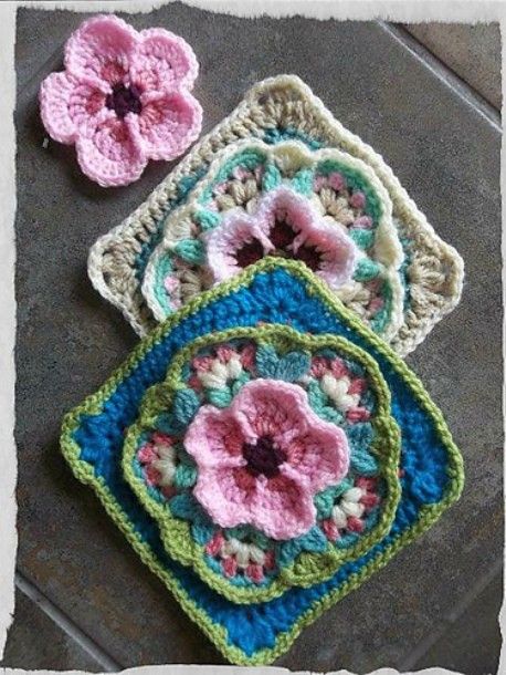 Flower Motif Design, Crochet Cherry, Snow Pattern, Cherry Flower, Crochet Blocks, Petal Flower, Crochet Square Patterns, Granny Squares Pattern, Crochet Mandala