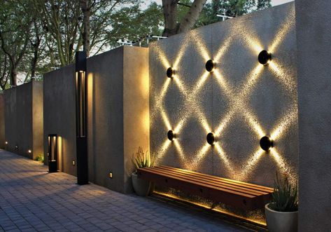 Wall Lights Ideas, Wall Lights Design, Backyard Wall, Compound Wall Design, Compound Wall, Lights Ideas, Lights Design, Boundary Walls, Patio Wall