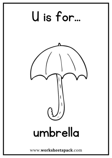 Free Printable Coloring Pages - worksheetspack Infant Education, U Is For Umbrella, Umbrella Coloring Page, Coloring Pages Preschool, Zoo Animal Coloring Pages, Summer Umbrella, Weather Theme, Abc Coloring Pages, Alphabet Phonics