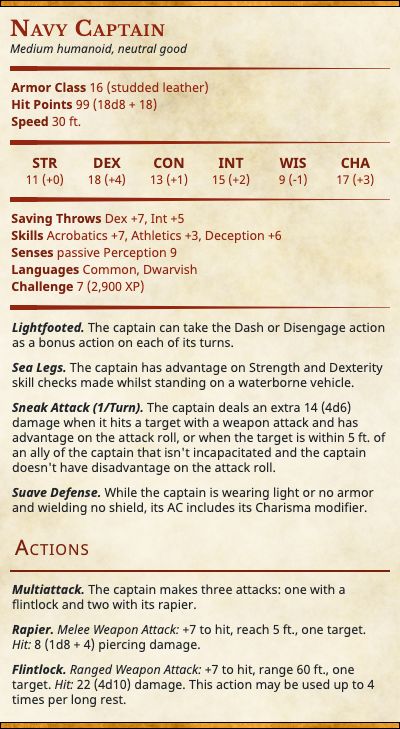 Pirate Items Dnd, Dnd Pirate Stats, Dnd Navy, D&d Pirate, Custom Creatures, Dnd Night, Dnd Pirate, Dnd Statblocks, Rogue Dnd