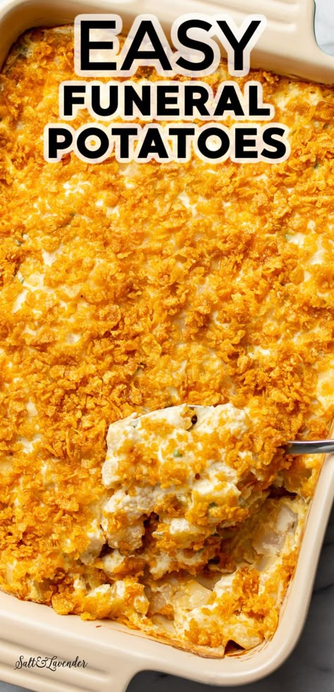 Casserole With Corn, Party Potatoes, Potatoes Casserole, Cheesy Hashbrown Casserole, Cheesy Potato Casserole, Hash Brown Casserole, Potato Side Dishes, Corn Flakes, Cheesy Potatoes