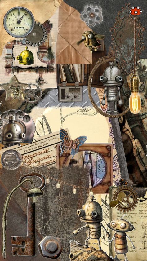 #vintage #vibes #wallpaper #art #game #machinarium #steampunk #robot #robotic Steampunk Robot Aesthetic, Steampunk Store, Steampunk Wallpaper, Steampunk Robot, Steampunk Aesthetic, Vintage Robots, Vibes Wallpaper, 2000s Nostalgia, Fantasy House