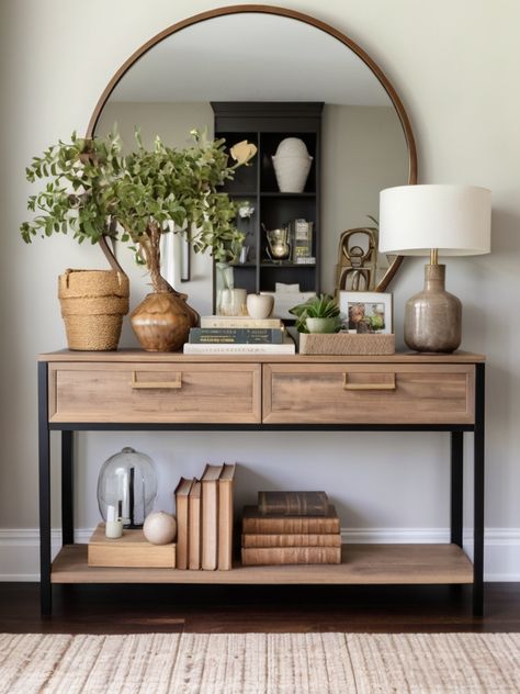 Entryway Console Table Decor Ideas: Elevate Your Home's First Impression - Homezille Front Door Console Table Decor, Small Living Room Entryway Ideas, Modern Entryway Table Decor, Entryway Console Table Ideas, Small Entry Ideas, Hallway Console Table Ideas, Welcome Entryway Decor, Entry Way Table Ideas, Foyer Table Decor Entryway