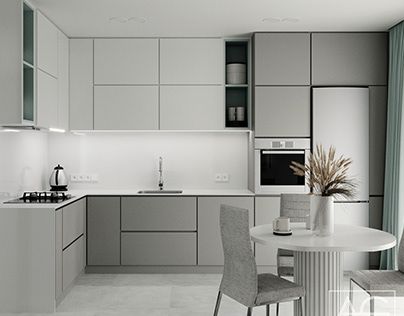 White And Grey Home Interior, White And Grey Modern Kitchen, Kitchen White And Grey, Minimal Modern Interior Design, Grey Kitchen Ideas Modern Gray, Interior Design Hashtags, White Grey Kitchen, Grey White Kitchen, White And Grey Kitchen