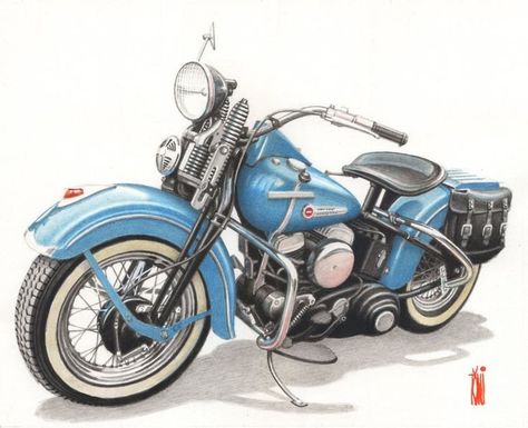 Motorcycle Art Drawing, Motocykle Harley Davidson, Vintage Motorcycle Art, Мотоциклы Harley Davidson, Harley Davidson Artwork, Motos Vintage, Motorcycle Artwork, Harley Davidson Vintage, Motorcycle Drawing