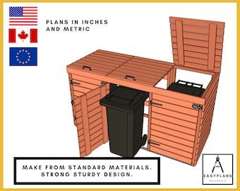 Outdoor Trash Bin / Garbage Can Enclosure & Raised Planter Bed - Etsy Canada Outdoor Garbage Storage, Trash Can Storage Outdoor, Cold Frame Plans, Wheelie Bin Storage, Garbage Can Storage, Trash Can Storage, Storage Outdoor, Garbage Storage, Raised Planter Beds