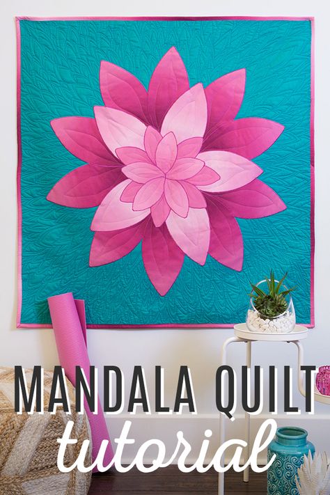 Mandala Quilt, Flower Quilts, Quilt Tutorial, Mandala Coloring Books, Flower Quilt, Pink Quilts, Patchwork Quilt Patterns, Star Quilt Patterns, Diy Quilt