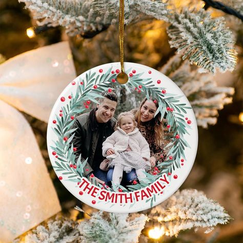 Amazon.com: Personalized Photo Picture Xmas Ornament 2024 Gift for Mr & Mrs Christmas Housewarming Custom Photo Picture and Family Name New House Christmas Ceramic Ornament : Handmade Products Sublimation Ideas For Christmas, Photo Light Box, Picture Ornaments, Lake Decor, Photo Light, Personalized Christmas Gifts, Personalized Ornaments, Xmas Ornaments, New House