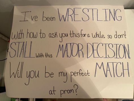 Winter Formal Proposal Wrestling, Homecoming Proposal Ideas Wrestling, Wrestling Homecoming Proposals, Wrestling Dance Proposals, Wrestling Winter Formal Proposal, Promposal Wrestling, Hoco Proposals Ideas Wrestling, Wrestling Promposal Ideas, Gym Hoco Proposal