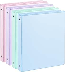 1'' 3-Ring-Binder with Pockets, 200 Sheets Capacity, 1 inch Binders fits 11" x 8.5" US Letter Size, Assorted 4 Pastel Colors - Ideal for School, Office, and Home Use (1 inch) Cute School Binder, Cute Binders For School, Cute Binder Ideas, Pastel School Supplies, Preppy Binder, First Day Of Highschool, Cute Binder, 1 Inch Binder, School Binders