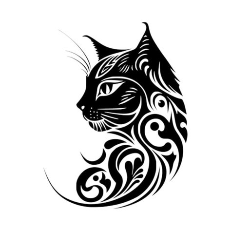 Check out this awesome 'Black+cat+art' design on @TeePublic! Stylized Tattoo, Tattoo Silhouette, Cat Tattoo Design, Embroidery Tattoo, Tattoo T Shirt, White Tattoos, Cat Mandala, Design For Embroidery, Cat Tattoo Designs